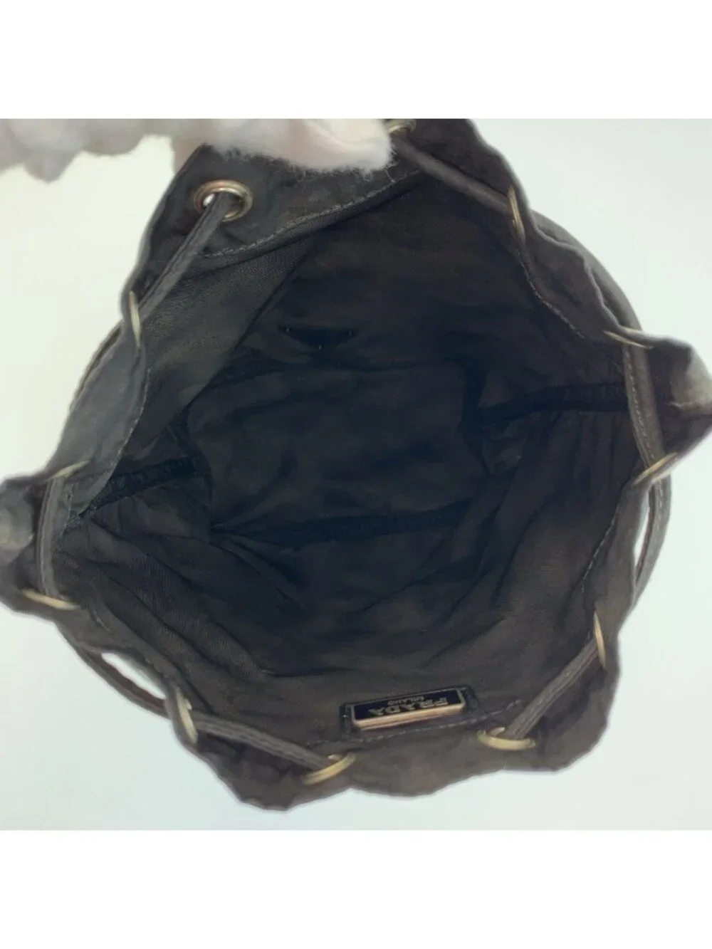Prada Tessuto Black Silver Nylon Drawstring Pouch
